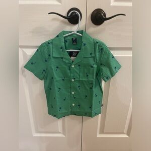 GAP Resort Print Cotton Linen Blend Short Sleeve Button Up Shirt